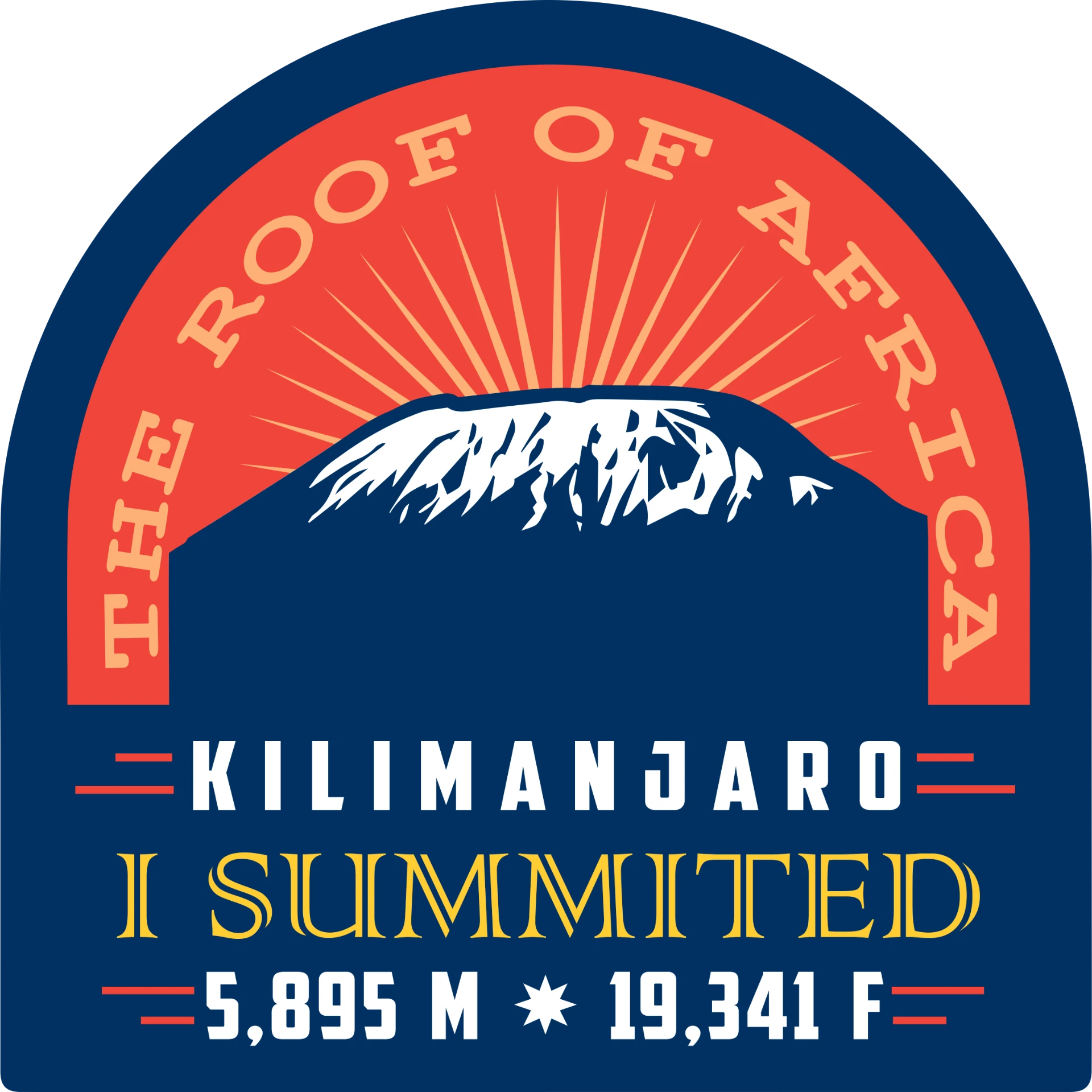 The Roof of Africa — Kilimanjaro summited badge, 5,895 m / 19,341 ft